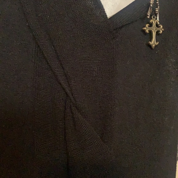 SEXY PLANET FUNK BLACK SWEATER DRESS HOODIE 3 GOTHIC CROSSES SZ S EMU LOLITA - Picture 8 of 13